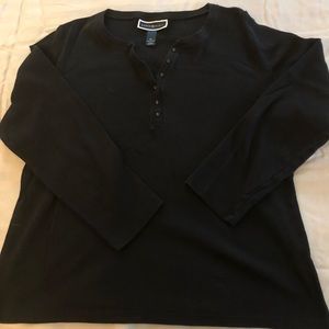 XL KarenScott long sleeve top Henley like neck